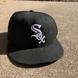 White socks baseball fitted hat